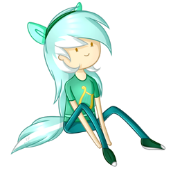 Size: 1024x996 | Tagged: safe, artist:despotshy, lyra heartstrings, human, adventure time, fake ears, fake tail, humanized, pony ears, simple background, solo, style emulation, transparent background