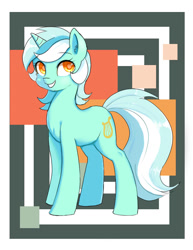 Size: 784x1018 | Tagged: safe, artist:2074, lyra heartstrings, pony, unicorn, abstract background, derp, idle, smiling, solo