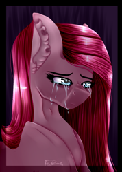 Size: 1024x1439 | Tagged: safe, artist:bladedeehunter, pinkie pie, pony, crying, pinkamena diane pie, solo