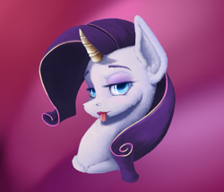 Size: 1621x1388 | Tagged: safe, artist:gliconcraft, rarity, pony, unicorn, bust, female, mlem, silly, solo, tongue out