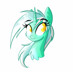 Size: 2500x2500 | Tagged: safe, artist:asimplerarity, lyra heartstrings, pony, unicorn, bust, chest fluff, colored pupils, portrait, simple background, solo, white background
