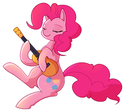 Size: 1054x944 | Tagged: safe, artist:amazingmollusk, pinkie pie, pony, happy, music, pie daily, simple background, solo, transparent background, ukulele