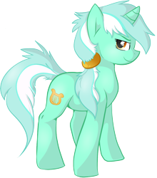 Size: 1124x1275 | Tagged: safe, artist:mrxbluexkarlyle, lyra heartstrings, pony, unicorn, alternate hairstyle, looking back, simple background, smiling, solo, transparent background