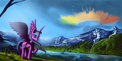 Size: 1600x800 | Tagged: safe, artist:auroriia, derpibooru import, twilight sparkle, twilight sparkle (alicorn), alicorn, pony, female, mare, solo