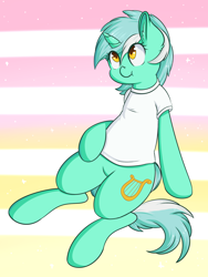 Size: 1280x1700 | Tagged: safe, artist:wickedsilly, lyra heartstrings, :t, clothes, cute, ear fluff, hnnng, looking up, lyrabetes, nose wrinkle, scrunchy face, shirt, solo