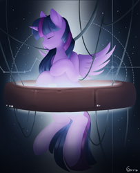 Size: 2435x3000 | Tagged: safe, artist:conrie, derpibooru import, twilight sparkle, twilight sparkle (alicorn), alicorn, pony, crossover, eyes closed, female, homeworld, mare, solo