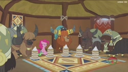 Size: 1920x1080 | Tagged: safe, screencap, gummy, pinkie pie, prince rutherford, pony, yak, not asking for trouble, cloven hooves, female, male