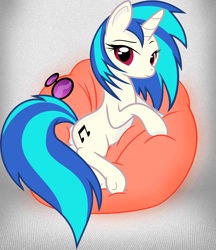 Size: 3500x4056 | Tagged: safe, artist:constellite, artist:prettypinkpony, dj pon-3, vinyl scratch, pony, unicorn, beanbag chair, solo