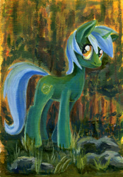 Size: 500x720 | Tagged: safe, artist:maytee, lyra heartstrings, pony, unicorn, acrylic painting, solo, traditional art