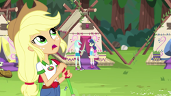 Size: 1280x720 | Tagged: safe, screencap, applejack, bon bon, lyra heartstrings, sweetie drops, equestria girls, legend of everfree, converse, shoes