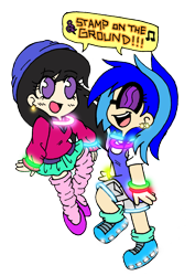 Size: 1492x2104 | Tagged: safe, artist:foxgirlkira, dj pon-3, octavia melody, vinyl scratch, human, humanized, stomp on the ground