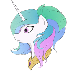 Size: 1530x1582 | Tagged: safe, artist:kirr12, princess celestia, alicorn, pony, alternate hairstyle, bust, female, mare, simple background, solo, transparent background