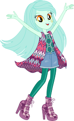 Size: 9052x14727 | Tagged: safe, artist:sugar-loop, lyra heartstrings, equestria girls, legend of everfree, absurd resolution, alternative cutie mark placement, box art, camp fashion show outfit, clothes, facial cutie mark, geometric, happy, high heels, long hair, open mouth, shorts, simple background, smiling, solo, transparent background, vector