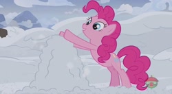 Size: 1563x854 | Tagged: safe, screencap, pinkie pie, pony, not asking for trouble, cropped, snow, solo