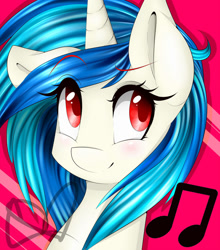 Size: 838x954 | Tagged: safe, artist:cinnamonh3artz, dj pon-3, vinyl scratch, pony, unicorn, bust, portrait, solo