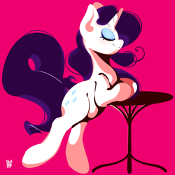 Size: 2654x2653 | Tagged: safe, artist:tohupo, rarity, pony, unicorn, digital art, eyes closed, female, limited palette, lineless, mare, simple background, solo