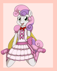 Size: 4800x6000 | Tagged: safe, artist:hivelordlusa, artist:kloudmutt, edit, sweetie belle, anthro, absurd resolution, clothes, dress, mask, masking, ponyrumi, solo