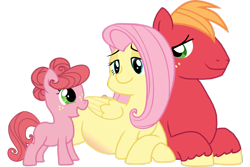 Size: 1024x684 | Tagged: safe, artist:saukapie, big macintosh, fluttershy, oc, pegasus, pony, female, fluttermac, male, offspring, parent:big macintosh, parent:fluttershy, parents:fluttermac, pregnant, shipping, straight