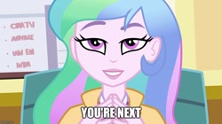 Size: 888x499 | Tagged: safe, edit, edited screencap, screencap, princess celestia, principal celestia, equestria girls, rainbow rocks, celestia's office, gendo pose, meme