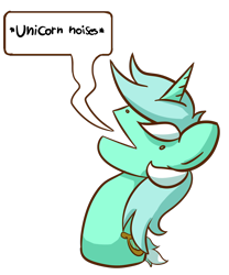 Size: 1000x1200 | Tagged: safe, artist:lyres-art, lyra heartstrings, pony, unicorn, :v, beady eyes, chibi, descriptive noise, dialogue, horse noises, meme, open mouth, simple background, solo, transparent background, unicorn noises