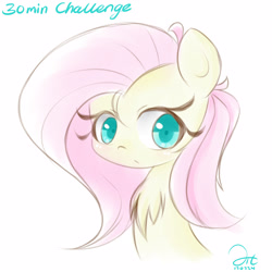 Size: 3000x3000 | Tagged: safe, artist:aitureria, fluttershy, pegasus, pony, 30 minute art challenge, blushing, bust, chest fluff, cute, looking at you, portrait, shyabetes, simple background, solo, white background, wide eyes