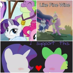 Size: 2896x2896 | Tagged: safe, edit, edited screencap, screencap, rarity, spike, dragon, pony, unicorn, fanfic:like fine wine, the last problem, female, gigachad spike, male, older, older rarity, older spike, shipping, shipping fuel, sparity, straight, winged spike