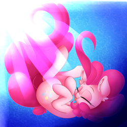 Size: 2500x2500 | Tagged: safe, artist:madacon, pinkie pie, earth pony, pony, cute, diapinkes, eyes closed, female, mare, smiling, solo, tongue out, underwater