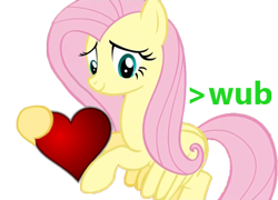 Size: 404x291 | Tagged: artist needed, safe, fluttershy, pegasus, pony, female, flying, greentext, heart, mare, text, wub