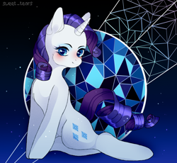 Size: 3000x2755 | Tagged: safe, artist:sweettearss, rarity, pony, unicorn, abstract background, anatomically incorrect, blushing, cheek fluff, cute, female, incorrect leg anatomy, mare, raribetes, solo