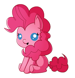 Size: 596x612 | Tagged: safe, artist:amazingmollusk, pinkie pie, earth pony, pony, baby, baby pony, foal, happy, open mouth, pie daily, simple background, sitting, smiling, solo, transparent background, underhoof
