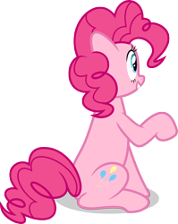 Size: 7000x8792 | Tagged: safe, artist:luckreza8, pinkie pie, earth pony, pony, a flurry of emotions, absurd resolution, female, grin, mare, raised hoof, simple background, sitting, smiling, solo, transparent background, vector