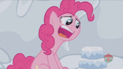 Size: 400x225 | Tagged: safe, screencap, pinkie pie, pony, not asking for trouble, animated, faic, gif, open mouth, ponk, snow, solo