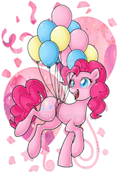 Size: 600x868 | Tagged: safe, artist:ulfruna, pinkie pie, pony, balloon, colored pupils, happy, smiling, solo, watermark