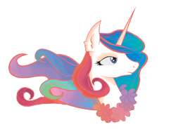 Size: 1280x960 | Tagged: safe, artist:lionsca, princess celestia, alicorn, pony, bust, flower, missing accessory, solo