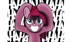 Size: 1024x610 | Tagged: safe, artist:dan232323, pinkie pie, pony, laughing, pinkamena diane pie, solo, the killing joke