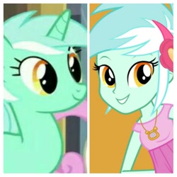 Size: 1024x1024 | Tagged: safe, edit, edited screencap, screencap, lyra heartstrings, pony, unicorn, equestria girls, clothes, horn, jewelry, looking at you