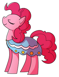 Size: 692x911 | Tagged: safe, artist:amazingmollusk, pinkie pie, earth pony, pony, clothes, dress, eyes closed, happy, pie daily, simple background, solo, transparent background