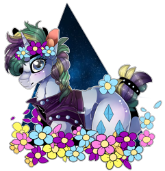 Size: 4392x4548 | Tagged: safe, artist:fluffideer, rarity, pony, unicorn, it isn't the mane thing about you, absurd resolution, alternate hairstyle, digital, female, flower, flower in hair, mare, punk, raripunk, simple background, solo, transparent background