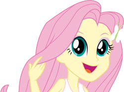 Size: 4023x3001 | Tagged: safe, artist:cloudyglow, fluttershy, equestria girls, rainbow rocks, .ai available, absurd resolution, clothes, excited, female, open mouth, simple background, solo, tanktop, transparent background, vector