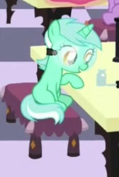 Size: 261x388 | Tagged: safe, screencap, lyra heartstrings, pony, unicorn, celestial advice, cropped, female, filly, goggles, safety goggles, smiling, younger