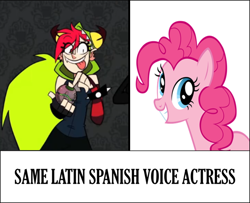 Size: 680x553 | Tagged: safe, pinkie pie, pony, demencia, exploitable meme, latin american, melissa gedeón, meme, same voice actor, villainous