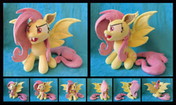 Size: 4965x2963 | Tagged: safe, artist:fireflytwinkletoes, fluttershy, bat pony, pony, female, flutterbat, hissing, irl, photo, plushie, race swap, solo, species swap, traditional art