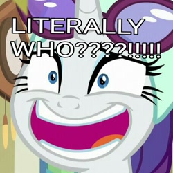 Size: 456x456 | Tagged: safe, edit, edited screencap, screencap, rarity, pony, unicorn, best gift ever, cropped, female, funny face, glasses, literally who, meme, solo, sunglasses, teeth