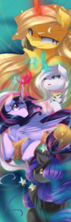 Size: 640x1986 | Tagged: safe, artist:loyaldis, derpibooru import, princess golden light, princess silver swirl, twilight sparkle, twilight sparkle (alicorn), oc, oc:white bow, alicorn, g2