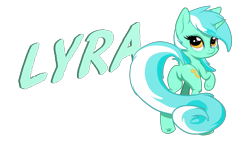 Size: 1920x1080 | Tagged: safe, artist:arcuswind, lyra heartstrings, long tail, looking at you, looking back, looking back at you, plot, raised hoof, simple background, smiling, solo, text