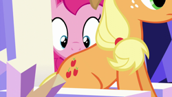 Size: 1280x720 | Tagged: safe, screencap, applejack, pinkie pie, earth pony, pony, what about discord?