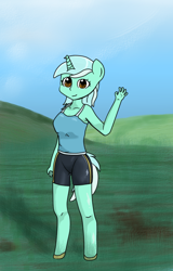 Size: 512x800 | Tagged: safe, artist:lightspeeed, lyra heartstrings, anthro, solo, sports shorts