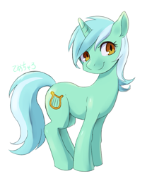 Size: 507x608 | Tagged: safe, artist:temecharo, lyra heartstrings, pony, unicorn, simple background, smiling, solo, white background