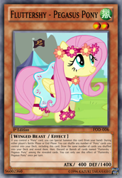 Size: 813x1185 | Tagged: safe, edit, edited screencap, screencap, fluttershy, pegasus, pony, card game, solo, tcg editor, trading card edit, trolling, yu-gi-oh!, yugioh card