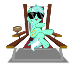 Size: 5000x4600 | Tagged: safe, artist:dashiesparkle, artist:mundschenk85, lyra heartstrings, pony, unicorn, absurd resolution, beach chair, chillaxing, female, mare, simple background, solo, sunglasses, transparent background, vector